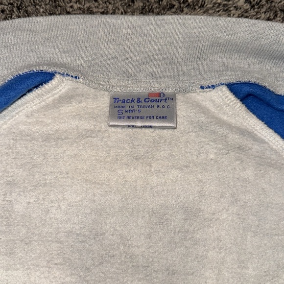 Vintage 1980s Track & Court S Men’s grey blue striped jacket athletic sweatshirt - Picture 9 of 9